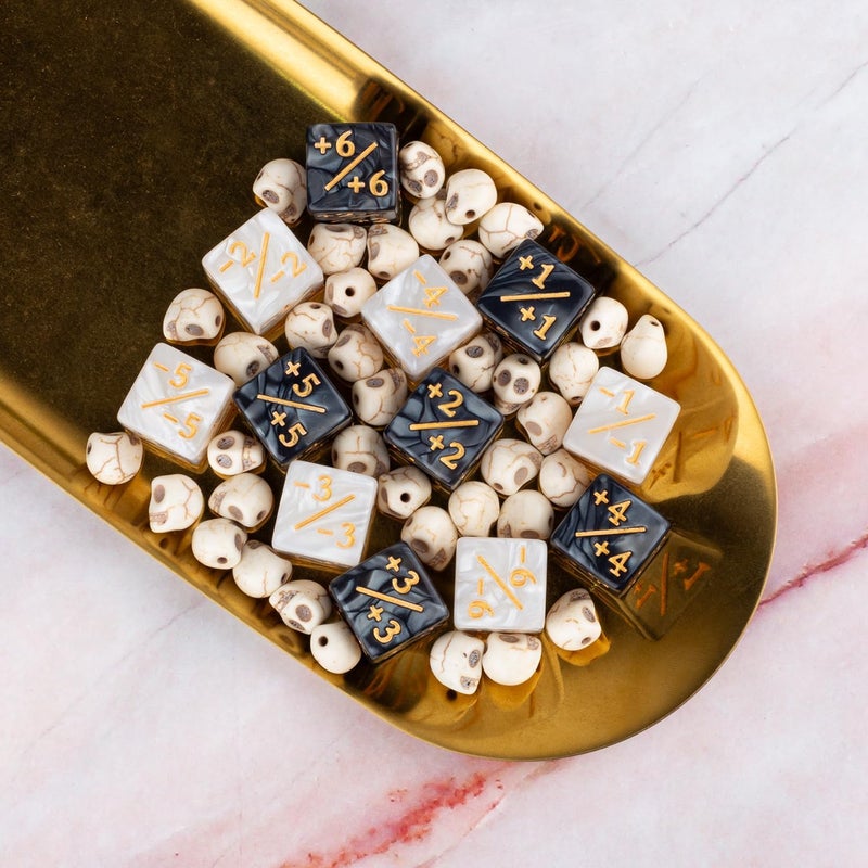 LAMJAM 48 Pieces Abilities Keywords Counter Dice Black MTG Dice Counters Bulk Creature Stats Buff Tokens Dice Set for Magic The Gathering, MTG, TCG, Card Games Accessories - Image 5